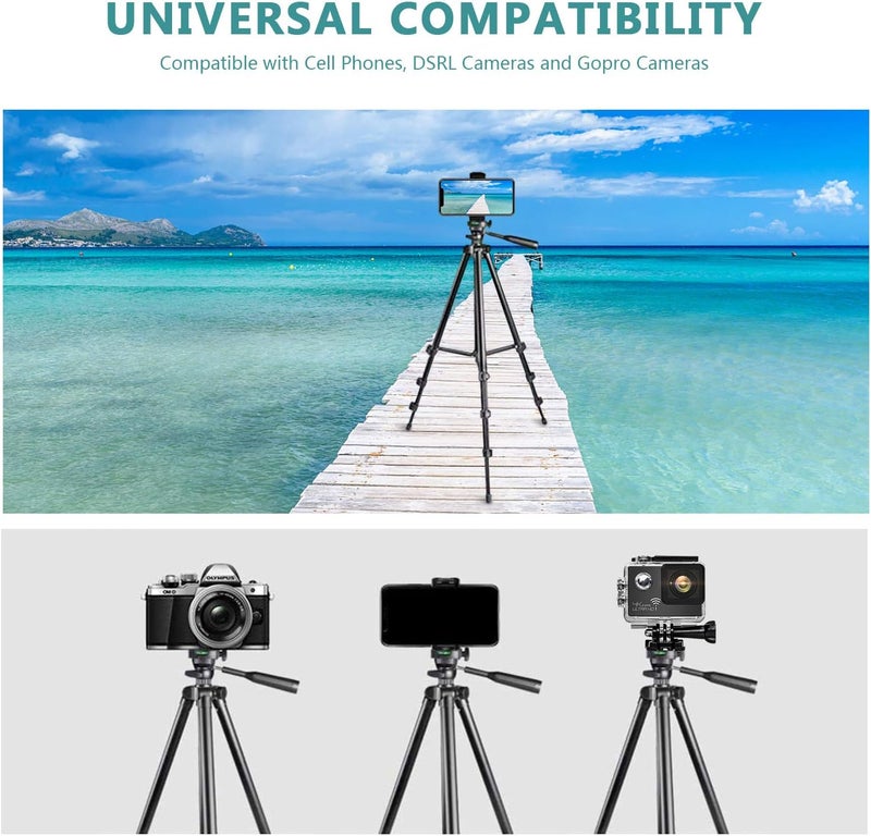 QITELE Phone Tripod 50" Extendable Cell Phone Tripod with Wireless Bluetooth Remote and Universal Phone Holder, Perfect for Video Recording/Selfies/Live Stream. - Image 3