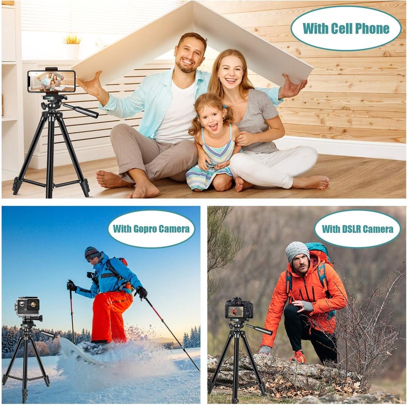 QITELE Phone Tripod 50" Extendable Cell Phone Tripod with Wireless Bluetooth Remote and Universal Phone Holder, Perfect for Video Recording/Selfies/Live Stream. - Image 4