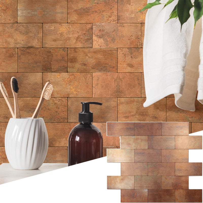 Reovatile 10-Pack Peel and Stick Tile Backsplash 12"X12" PVC Wall Tiles, Stick on Backsplash for Kitchen, Bathroom Tile, Fireplace DÃ©cor, Laundry Table, Stair Decals in Copper Metal - Image 1