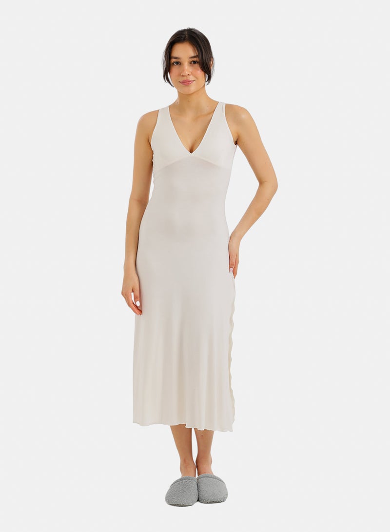 Carina Side-Slit Midi Nightgown - Image 1