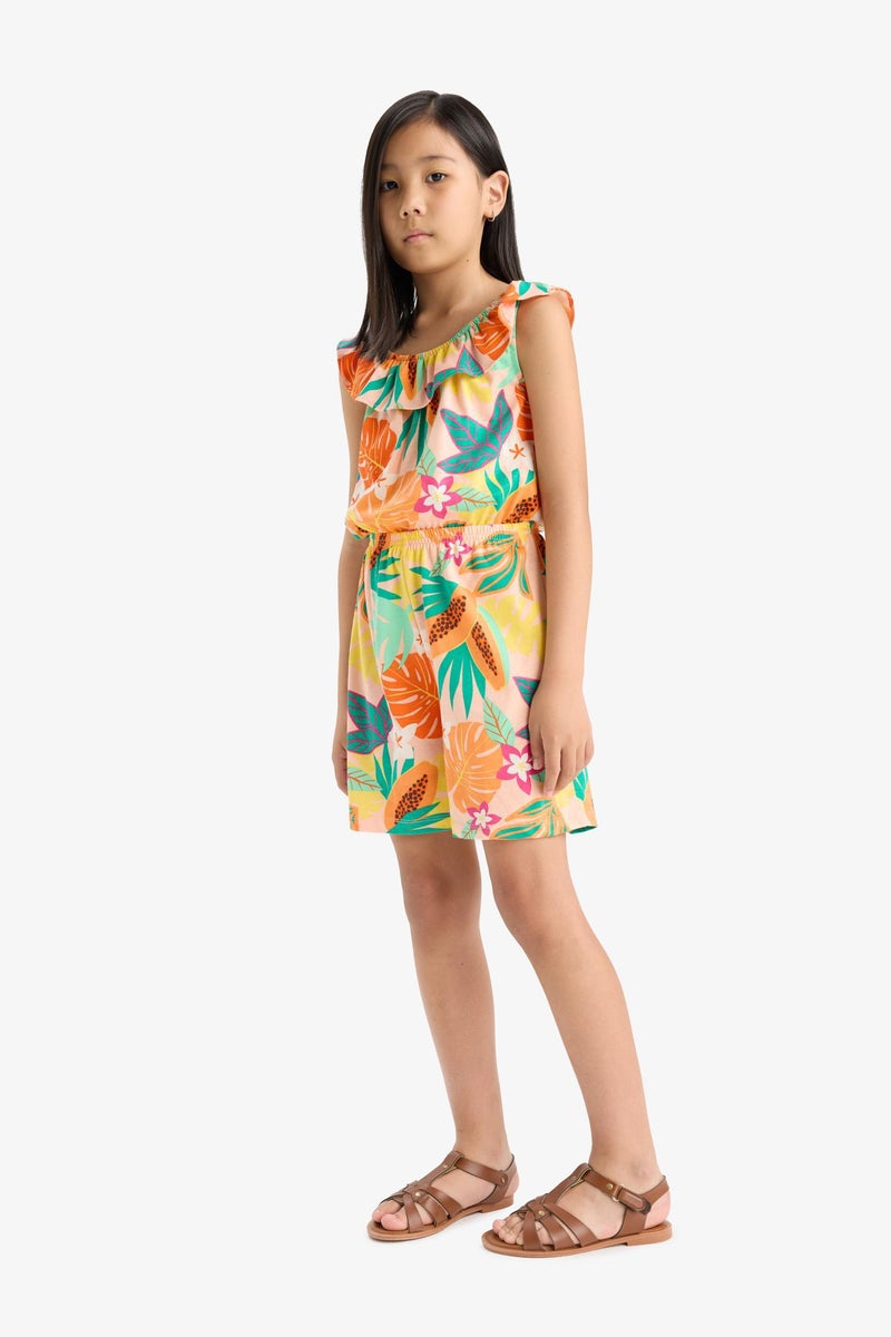 DeFacto Green Girl Girl Patterned Suspender Jumpsuit Casual - Image 2