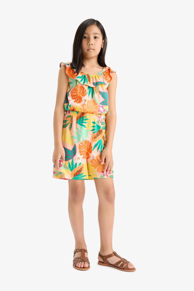 DeFacto Green Girl Girl Patterned Suspender Jumpsuit Casual - Image 1