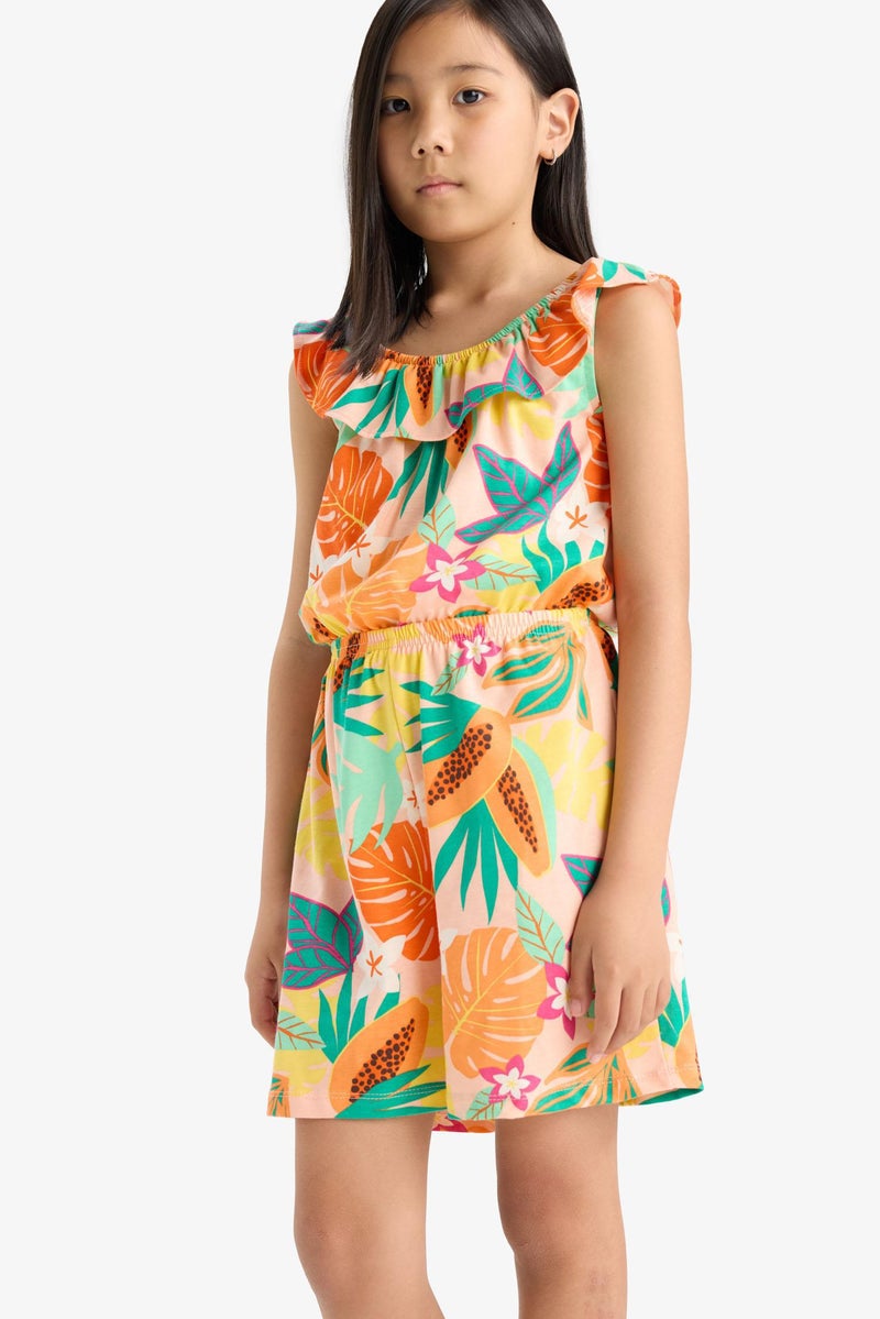 DeFacto Green Girl Girl Patterned Suspender Jumpsuit Casual - Image 3