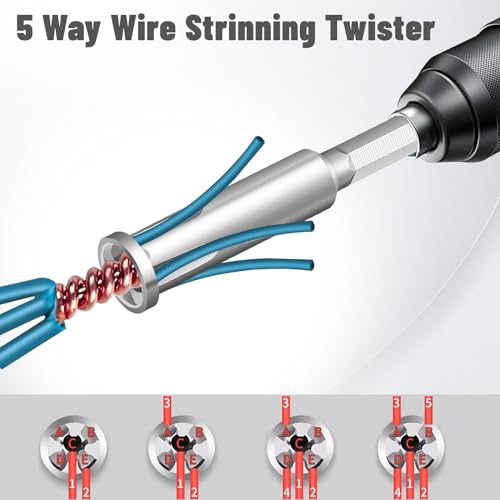 Dualshine 4 Pcs Wire Twister Tool for Drill, Wire Nut Twister Wire Stripper Tool Connector Driver with 1/4" Chuck Cable Quick Stripping Electricians Tools - Image 3