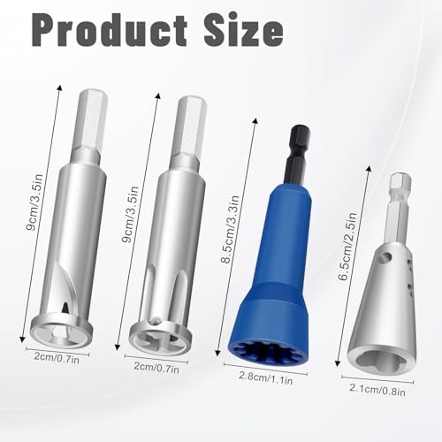 Dualshine 4 Pcs Wire Twister Tool for Drill, Wire Nut Twister Wire Stripper Tool Connector Driver with 1/4" Chuck Cable Quick Stripping Electricians Tools - Image 5