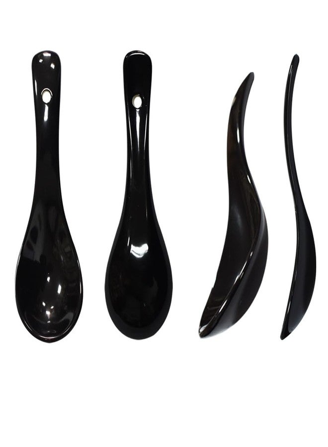 Yuauy 5 Colors Porcelain Soup Spoon Round-Bottom Asia Ceramic Rice Spoons Chinese Won Ton Spoons One of each color for Home Kitchen Restaurant - Image 3