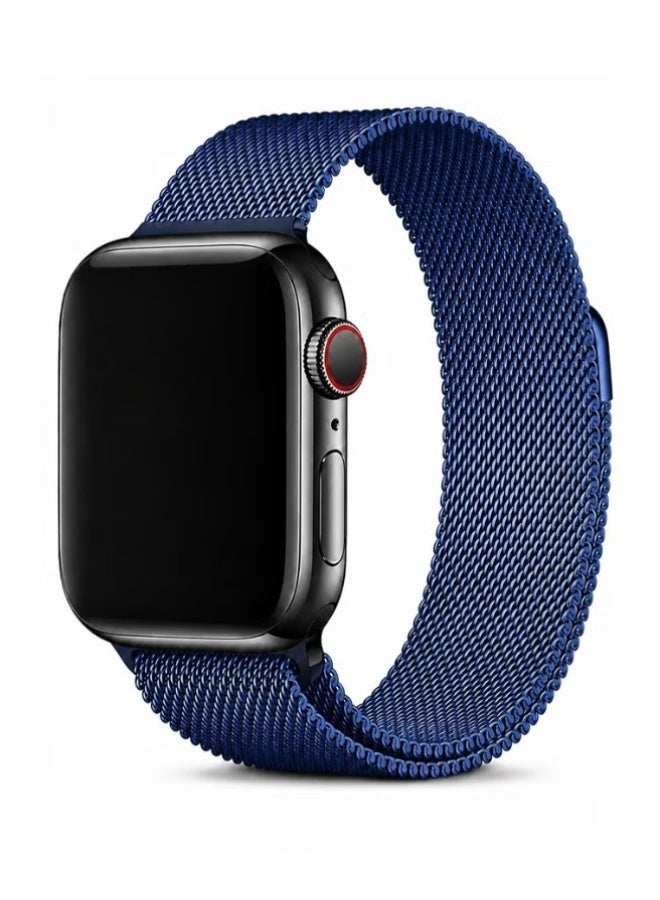ELTRAZONE Magnetic Milanese Loop Band Compatible with Apple Watch Ultra 3/2/1, Series 11/10/9/8/7/6/5/4/3/2/1 & SE 3/2/1, Stainless Steel Mesh Strap, Adjustable Magnetic Closure, 42/44/45/46/49mm Blue - Image 1