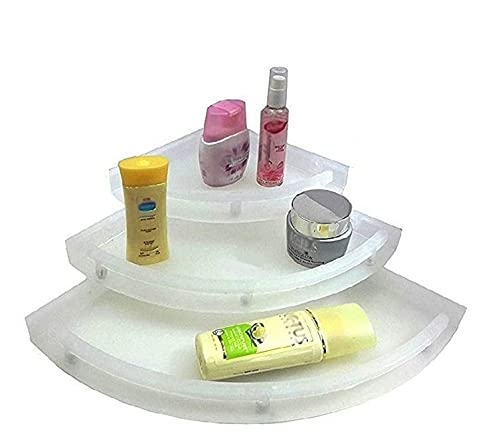SVM Products Corner Shelf White for Bathroom and Kitchen Shelves Pack of 3 Plastic Small
