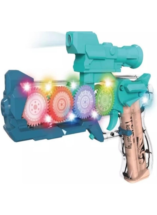 Biella Transparent Light Mechanical Gear Structure Gun Toy, Musical Blaster With Moving Gears Concept Gun Toys With Colorful 3D Flashing Light For Kids  - Image 1