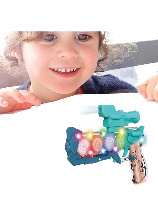 Biella Transparent Light Mechanical Gear Structure Gun Toy, Musical Blaster With Moving Gears Concept Gun Toys With Colorful 3D Flashing Light For Kids  - Image 4