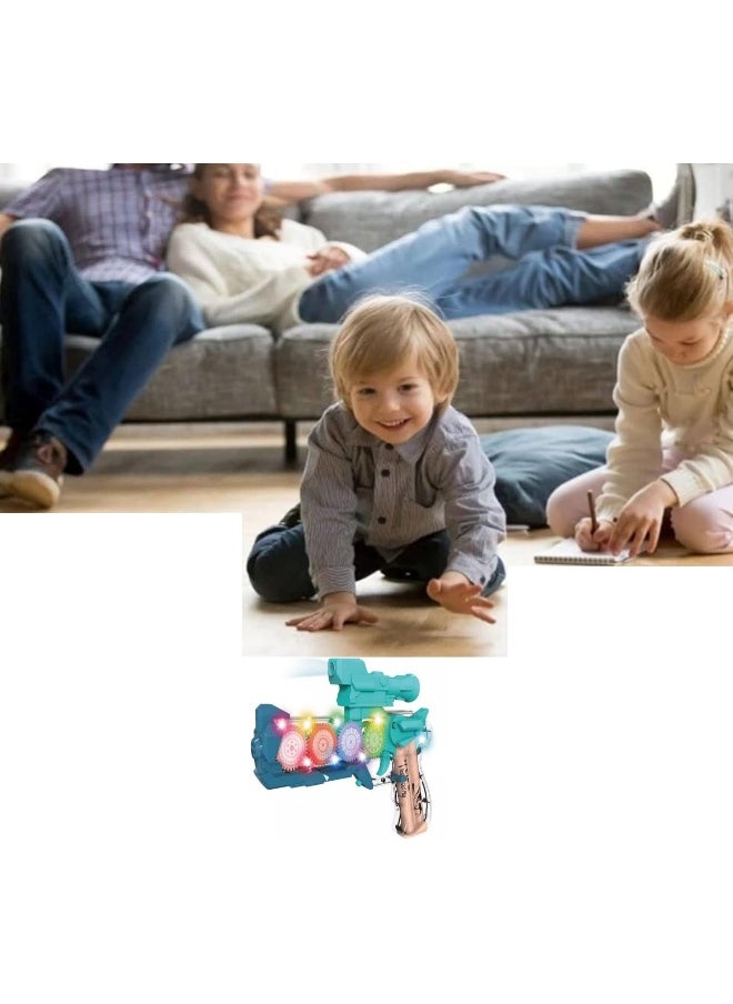 Biella Transparent Light Mechanical Gear Structure Gun Toy, Musical Blaster With Moving Gears Concept Gun Toys With Colorful 3D Flashing Light For Kids  - Image 3