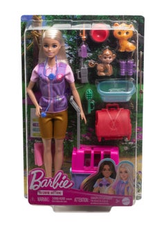 Mattel BARBIE Barbie Animal Rescue & Recovery Playset with Blonde Doll, 2 Animal Figures & Accessories  - Image 1
