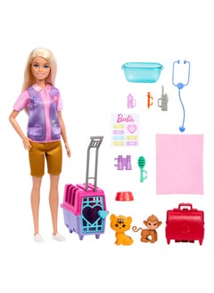 Mattel BARBIE Barbie Animal Rescue & Recovery Playset with Blonde Doll, 2 Animal Figures & Accessories  - Image 2