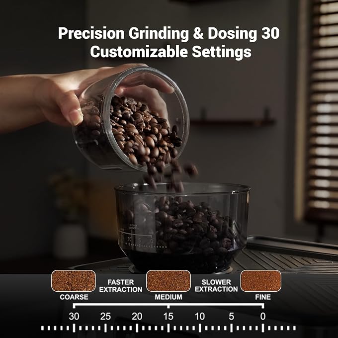 Gevi 20 Bar Espresso Machine With Built-In Grinder & Milk Frother | All-In-One Home Barista Machine Makes Latte & Cappuccino, 2.3L Detachable Tank, Stainless Steel Wand Produces Silky Microfoam - Image 2