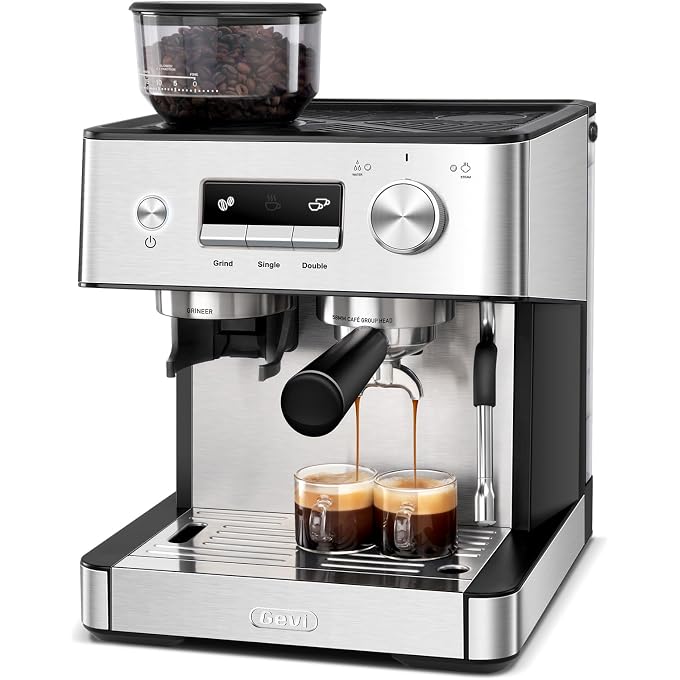 Gevi 20 Bar Espresso Machine With Built-In Grinder & Milk Frother | All-In-One Home Barista Machine Makes Latte & Cappuccino, 2.3L Detachable Tank, Stainless Steel Wand Produces Silky Microfoam - Image 1