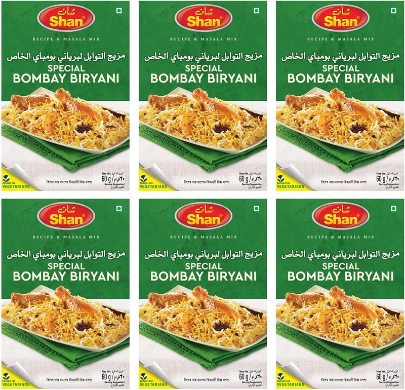 Shan Special Bombay Biriyani Recipe & Seasoning Mix 60g (Pack of 6) - Image 1