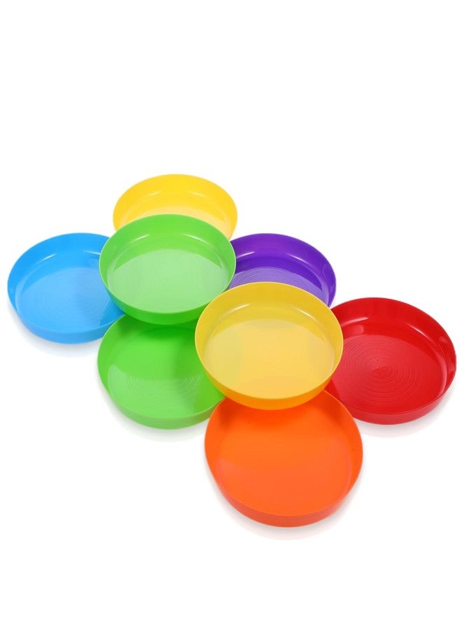 JOUTYFOR 24 Pack Plastic Plates, 7 Inch Colorful Toddler Dinner Plates Children Plates, BPA Free Reusable Small Snack Plates Salad Plates for BBQ, Travel, Events, Dishwasher Safe, 6 Colors - Image 4