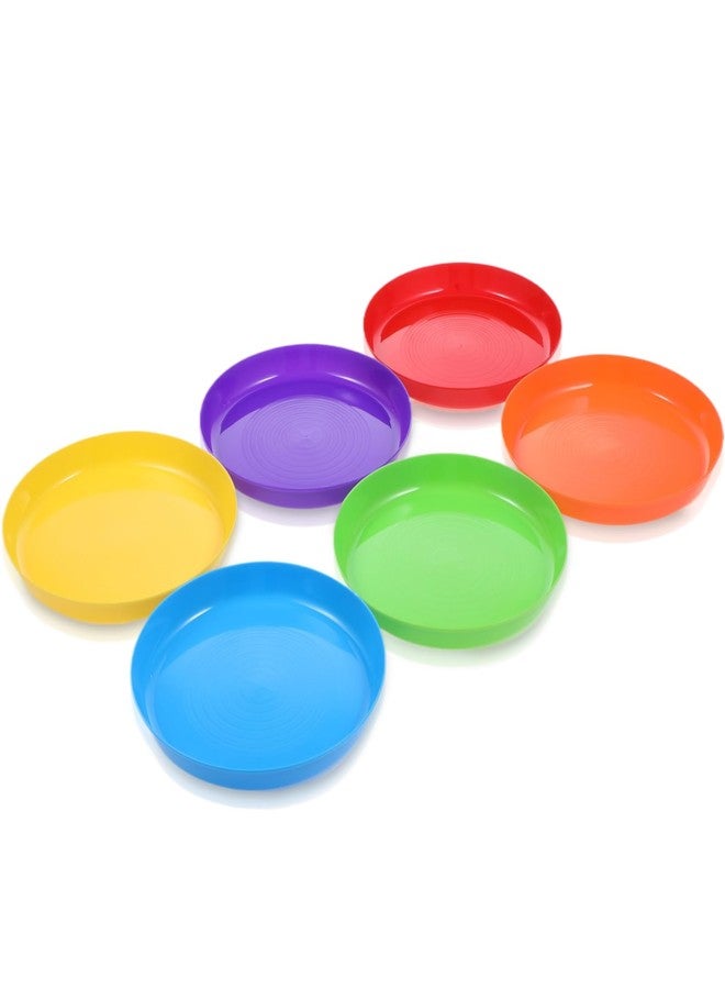 JOUTYFOR 24 Pack Plastic Plates, 7 Inch Colorful Toddler Dinner Plates Children Plates, BPA Free Reusable Small Snack Plates Salad Plates for BBQ, Travel, Events, Dishwasher Safe, 6 Colors - Image 3