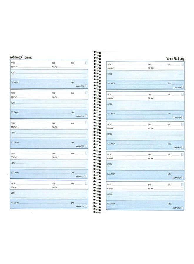 Rediform Follow-Up Voice Mail Log, Flexible Cover, Spiral Binding, 10.625" x 8", 500 Messages (51114) - Image 1