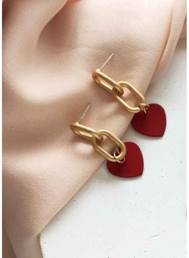 اليشمك حلق أذن متدلي على شكل سلسلة مزيّنة بتصميم قلب - Image 2