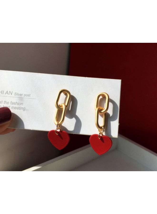 اليشمك حلق أذن متدلي على شكل سلسلة مزيّنة بتصميم قلب - Image 4