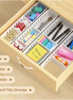 Excefore Desk Drawer Organizer Trays, 4 PCS Plastic Office Drawer Organizer Set, White Makeup Organizer Storage Dividers for Office Desk Supplies and Accessories  - Image 5