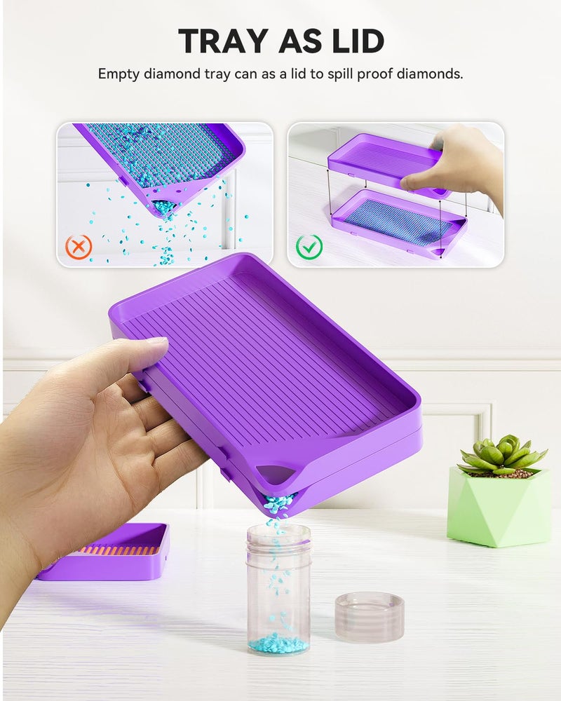 ARTDOT 10-Piece Interlocking Diamond Art Trays Kits for Adults, Stackable Diamond Painting Accessories and Tools - Image 5