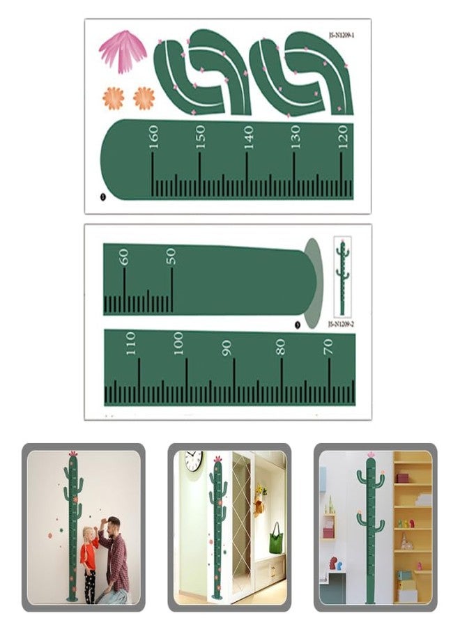 PRETYZOOM Kids Height Wall Sticker Cactus Shape Growth Chart Removable Height Measurement Ruler for Bedroom Classroom Decor 69.29X24.40In - Image 3
