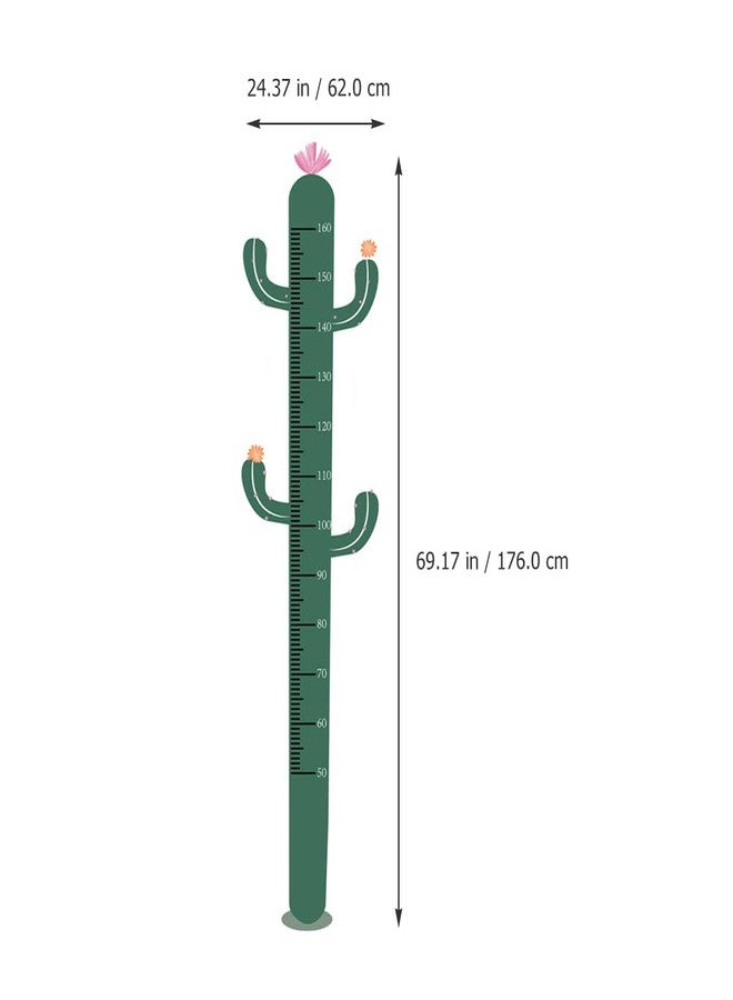 PRETYZOOM Kids Height Wall Sticker Cactus Shape Growth Chart Removable Height Measurement Ruler for Bedroom Classroom Decor 69.29X24.40In - Image 2