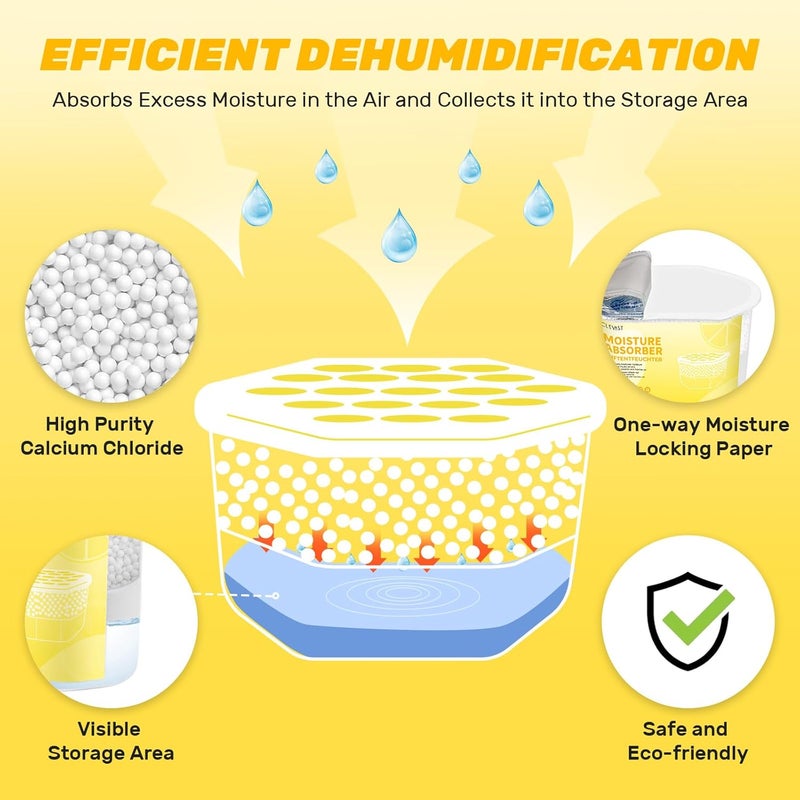 CLEVAST Lemon Scented Moisture Absorber Boxes, 6 Pack Calcium Chloride Dehumidifier Boxes for Closet, Wardrobe, Bathroom, Bedroom, Kitchen and Laundry Room (340g/Pack) - Image 4