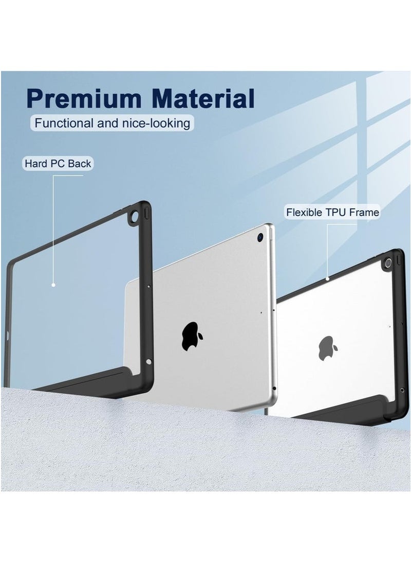 DUSALA iPad 9th/8th/7th Generation 10.2-Inch Case – Slim Protective Cover with Pencil Holder, Auto Wake/Sleep, and Clear Transparent Back – Compatible with 2021, 2020, 2019 iPads – Shockproof Smart Stand Cover for Work, Study & Travel – Black - Image 2