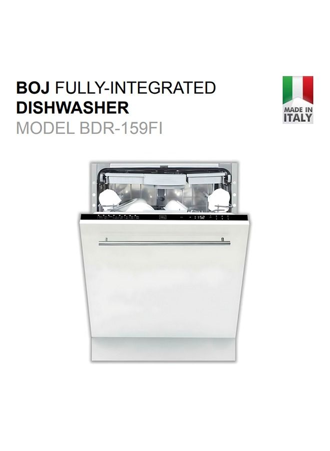 BOJ 60CM Built In Fully Integrated Dishwasher BDR159FI 14 Place Setting, 9 Wash Programs With Digital Display Turbo Drying Option Made In Turkey - Image 2