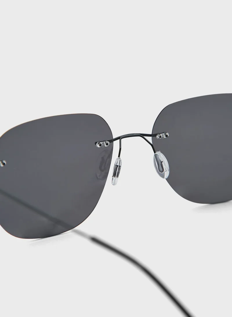 Seventy Five Casual Rimless Square Sunglasses
