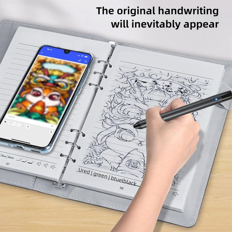 Smart Notebook with OCR, Reusable Digital Notebook and Pen, Bluetooth 5.0 Smartpen Writing Set, Real Time Sync to Phone, Convert Handwriting to Text (Linen Pattern Black) - Image 4