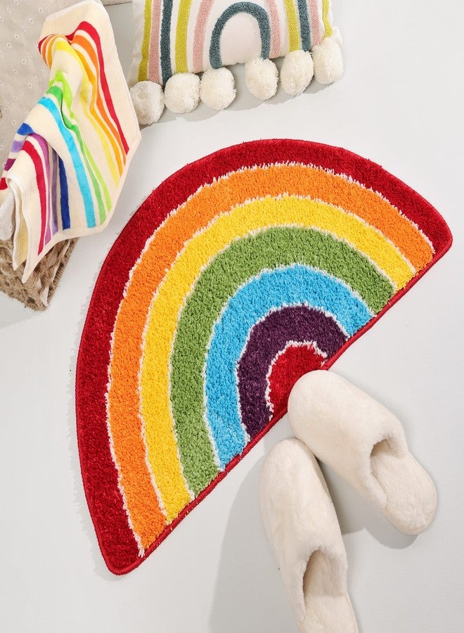 Panstar Rainbow Bath Mat for Bathroom, Luxury Absorbent Bathroom Mats Non Slip, Cute Colorful Striped Bathtub Rug Fun Fluffy Shower Rugs Washable - Image 2