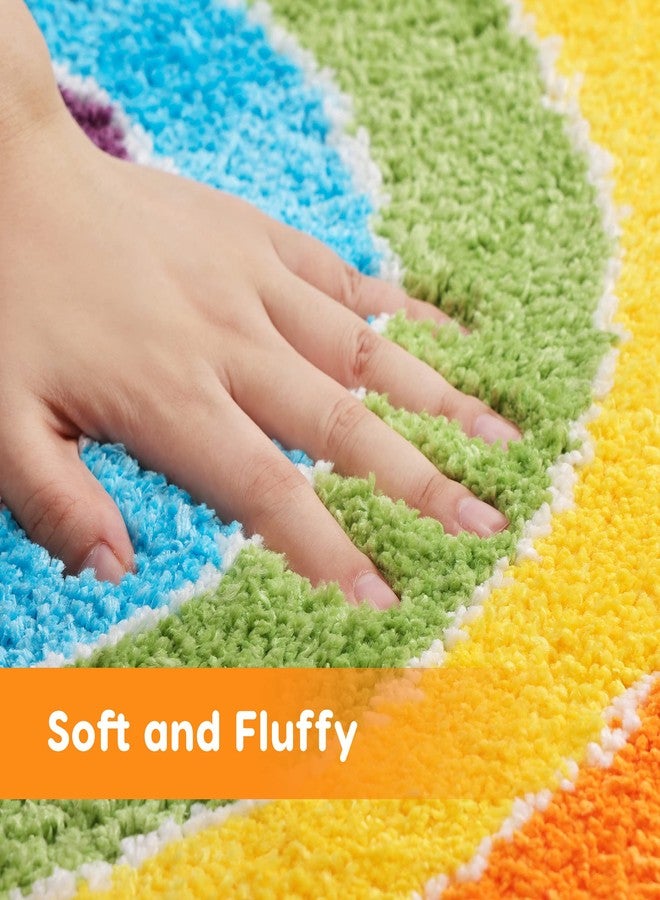 Panstar Rainbow Bath Mat for Bathroom, Luxury Absorbent Bathroom Mats Non Slip, Cute Colorful Striped Bathtub Rug Fun Fluffy Shower Rugs Washable - Image 5