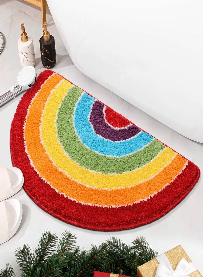 Panstar Rainbow Bath Mat for Bathroom, Luxury Absorbent Bathroom Mats Non Slip, Cute Colorful Striped Bathtub Rug Fun Fluffy Shower Rugs Washable - Image 1