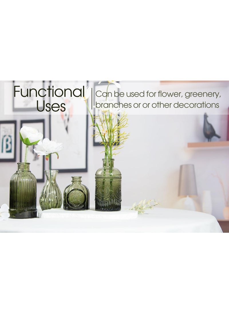 TBWIND TBWIND 12pcs Glass Bud Vases Set  Small Vases for Flowers  Green Bud Vase for Centerpieces in Bulk  Mini Vintage Vase for Rustic Wedding Decorations  Office and Home Table Flower D?cor-Green  - Image 4