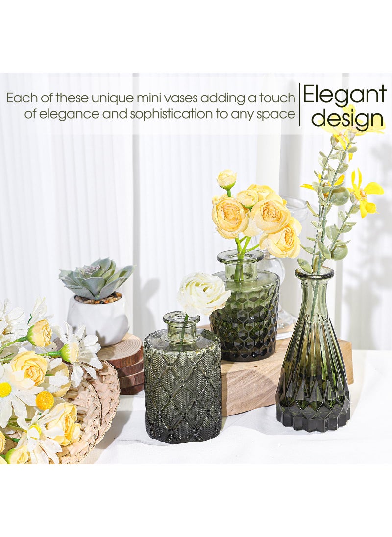 TBWIND TBWIND 12pcs Glass Bud Vases Set  Small Vases for Flowers  Green Bud Vase for Centerpieces in Bulk  Mini Vintage Vase for Rustic Wedding Decorations  Office and Home Table Flower D?cor-Green  - Image 3