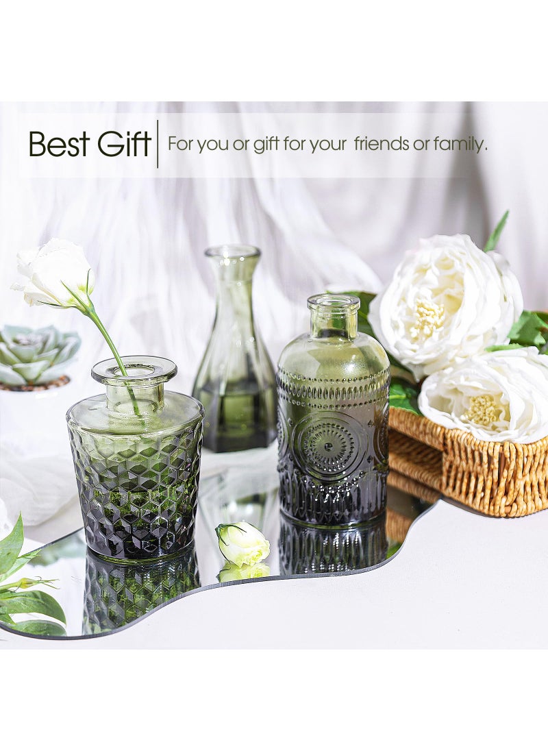 TBWIND TBWIND 12pcs Glass Bud Vases Set  Small Vases for Flowers  Green Bud Vase for Centerpieces in Bulk  Mini Vintage Vase for Rustic Wedding Decorations  Office and Home Table Flower D?cor-Green  - Image 5