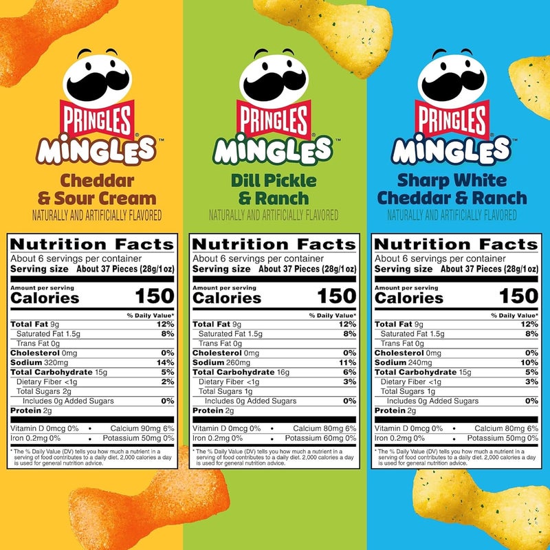 Pringles Mingles Variety Pack - 3 Bags of Light, Airy, Crispy Puffed Snacks with Cheddar & Sour Cream, Sharp White Cheddar & Ranch, and Dill Pickle & Ranch Flavors - Image 2