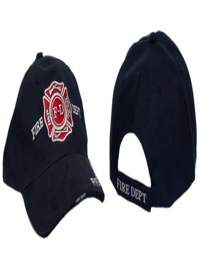 AES Fire Department Dept Red Emblem Navy Blue Plain 3D Embroidered Cap Hat Cap655BU, Multi, One size - Image 2