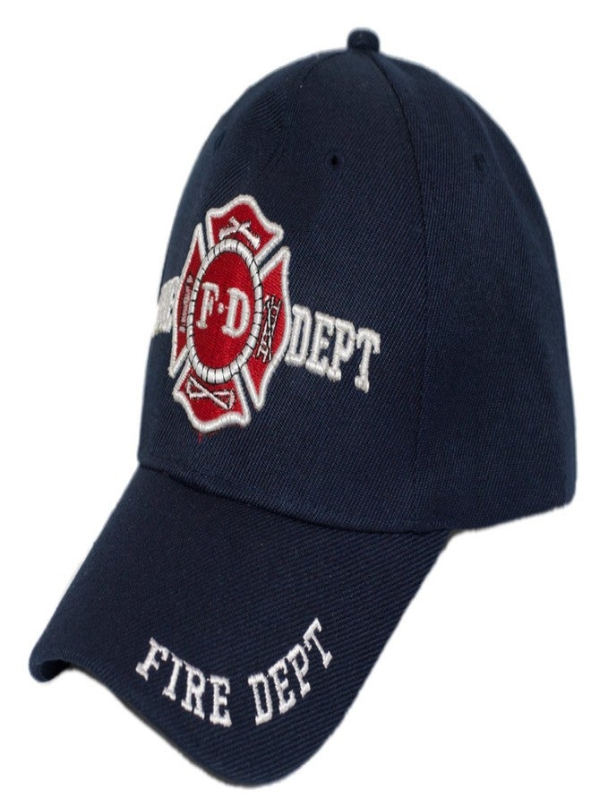 AES Fire Department Dept Red Emblem Navy Blue Plain 3D Embroidered Cap Hat Cap655BU, Multi, One size - Image 4