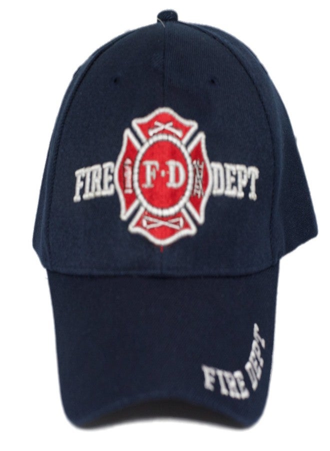 AES Fire Department Dept Red Emblem Navy Blue Plain 3D Embroidered Cap Hat Cap655BU, Multi, One size - Image 3