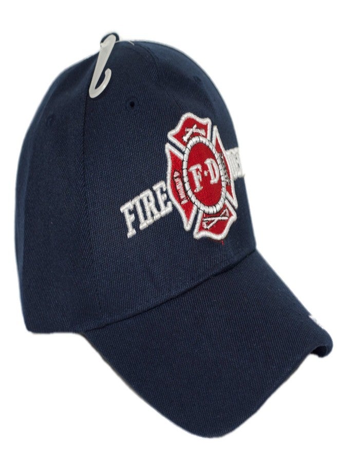 AES Fire Department Dept Red Emblem Navy Blue Plain 3D Embroidered Cap Hat Cap655BU, Multi, One size - Image 5
