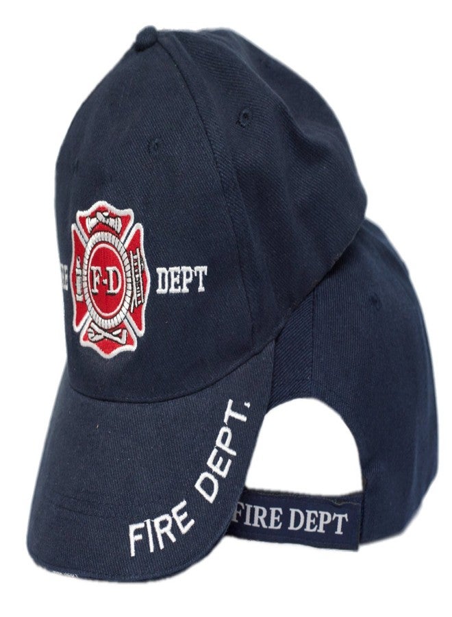 AES Fire Department Dept Red Emblem Navy Blue Plain 3D Embroidered Cap Hat Cap655BU, Multi, One size - Image 1