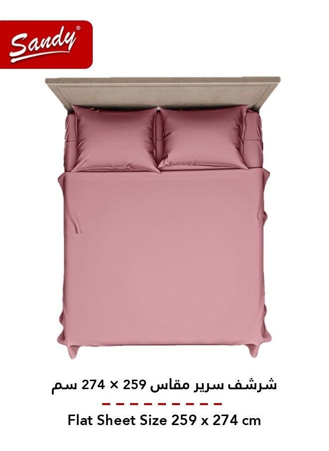 Sandy Sandy Premium Hotel Quality Flat Sheet and Pillow Cases, Bed Sheet 3 Pieces Set, Soft & Breathable and Cooling, King Size 274 x 259 cm, Rosy  - Image 3
