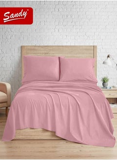 Sandy Sandy Premium Hotel Quality Flat Sheet and Pillow Cases, Bed Sheet 3 Pieces Set, Soft & Breathable and Cooling, King Size 274 x 259 cm, Rosy  - Image 2