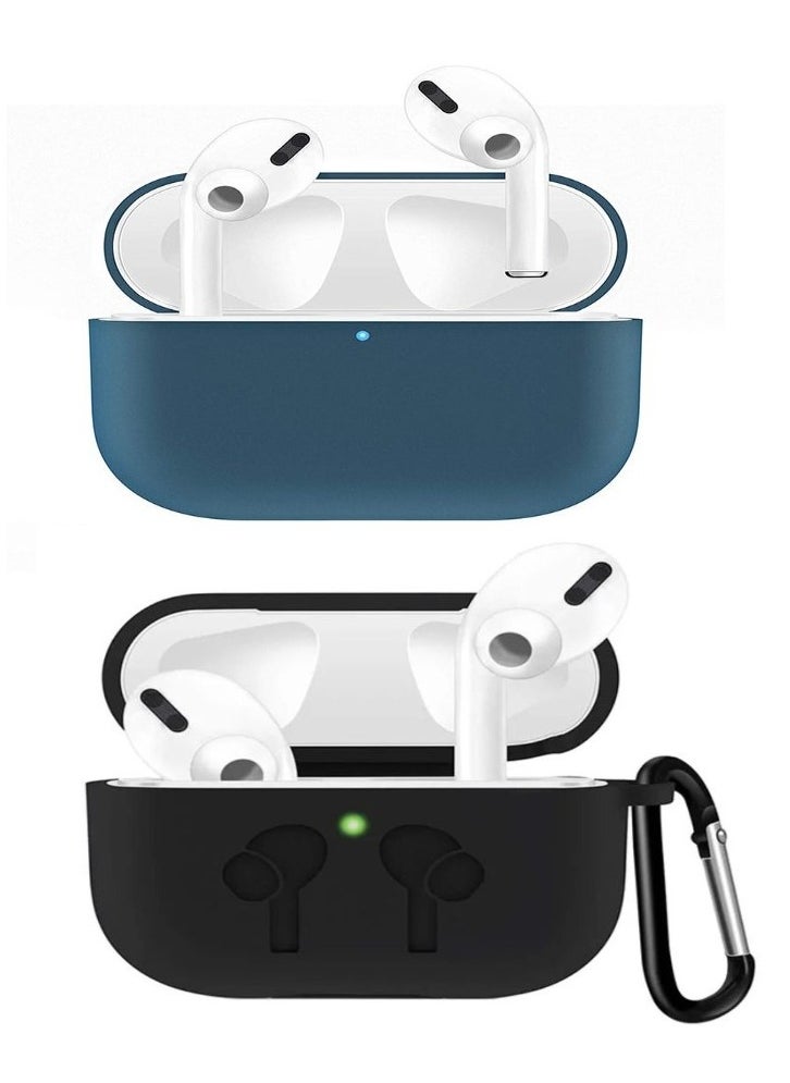 TWEGGON 2pc Protective Silicone Case Cover for Apple AirPods Pro Black Blue  - Image 1