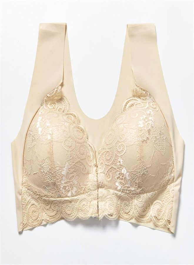 Loquat Buttoned Back Large Adjustable Bra Beige 